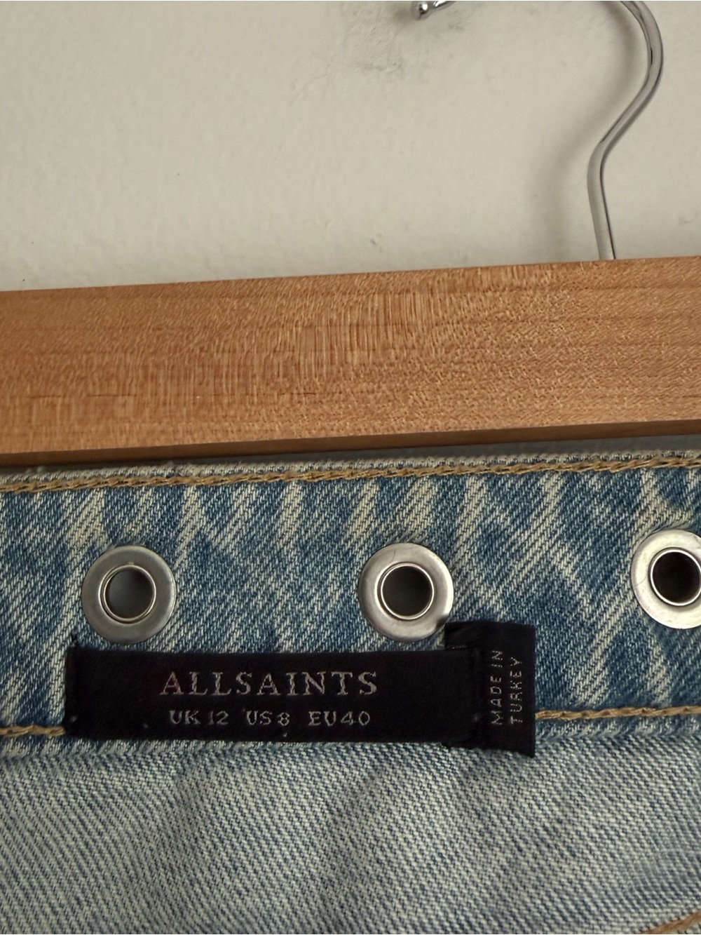 AllSaints Lila Eyelet Grommet Waist Denim Mini Jean Skirt - Picture 2 of 6